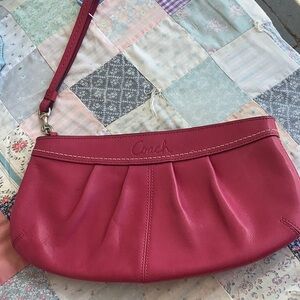 Coach Hot Pink Fuchsia Oversized Clutch with Handle F0959